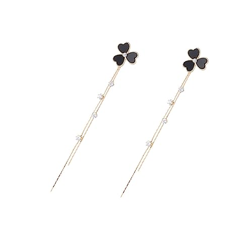 BESPORTBLE 1 Par Orejeras De Trébol Pendientes Colgante De Oreja Con Borla Gotas Decorativas Para Los Oídos Gotas Para Los Oídos Para El Día De San Patricio Material Plateado Black