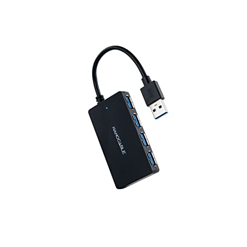 Nanocable 10.16.4403 - Hub Usb 3.0 Con 4 Porte Usb 3.0, Usb-A/M-Usb 3.0/H, Nero, 15 Cm