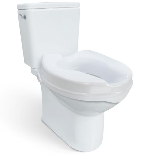Carex Toilet Safe-Lock Seat Riser Adds 2 to Toilet Height Fits Most Elongated and Standard Round Toilets Bracket Installation Directly to Toilet Bowl 300 Pound Weight Capacity