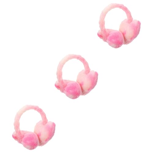 Accesorios de esquí con orejeras calientes de felpa rosa para mujer en invierno