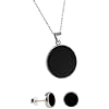 Sterling Silver 925 Black Onyx Flat Round Handmade Pendant Necklace for Women & Men - Unisex