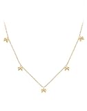 KONFEN Collana Donna In Acciaio Inossidabile, Catena Placcata Oro 18 Carati, Collana Con Fiocco Regolabile, Decorata Con Diversi Fiocchi Delicati, Oro, Gioielli Regalo Da Donna Amica