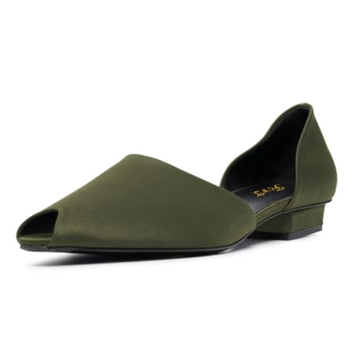 FOWT Women Stylish Peep Toe Slip on Satin D'Orsay Flats Comfortable Casual Dress Daily Commuting Shoes Size 4-16 US