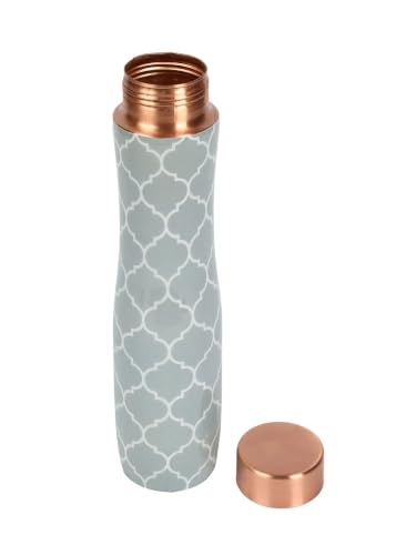 Image of Pure Copper Water bottle | 100% Pure Copper Water Bottle I Leak Proof & Rust Proof I Copper Bottle for Home, School & Office | Matte Finish (Grey Curve, 1)
