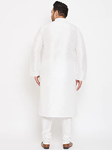 Image of VASTRAMAY Men Plus Size Silk Blend Kurta Pyjama Set | Mandarin Collar Full Sleeve Kurta with Drawstring Pyjama | Festive Ethnic Wear