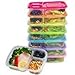 Meal Prep Containers 3-Compartment Lunch Boxes Food Storage Containers with Lids, BPA Free Plastic Bento Box Set of 7,Portion Control Divided Cover,Reusable