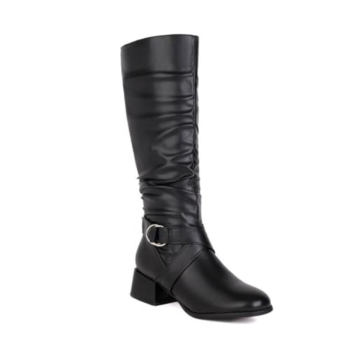 Bottes hautes aux genoux extensibles pour mollets larges avec zip
