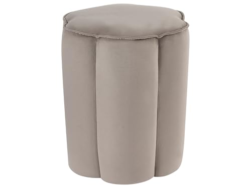 Image of Beliani Pouffe Taupe Velvet Round Modern Footstool Accent Bedroom Living