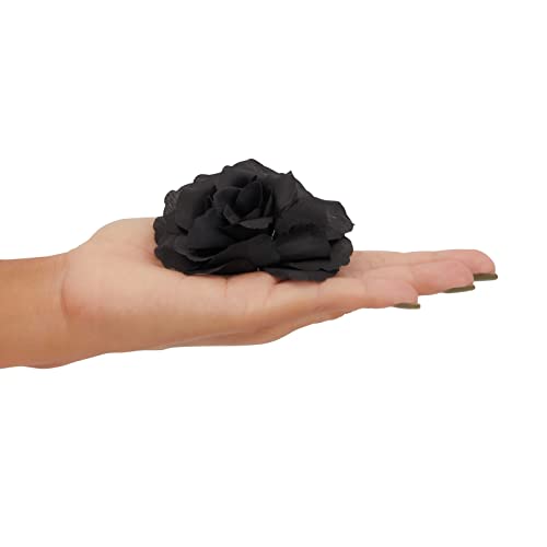 Image of Bright Creations Black Artificial Roses Bulk - 3-Inch Stemless Foam Roses 50 Pack for Crafts & Home Decor