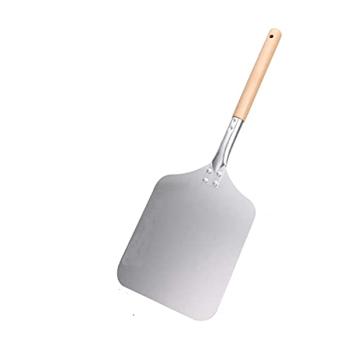 Image of Andrew James Pizza Peel Paddle Hand Finished Professional Aluminum with Wooden Handle The Perfect Pizza Shovel Baking Tool - Small (8 inch x 9 inch) | Commercial for Industrial Use