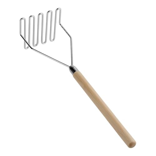 Ocs Parts 3MP0331 Pro Chef Series 24-Inch Square Potato Masher With Wood Handle | Heavy Duty Chrome Plated Food And Potato Masher cover