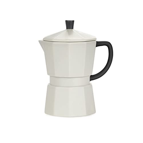 Balvi Mug Moka Color Gris Taza en Forma de cafetera Italiana con Tapa Cerámica 14,6x11,7x8,8 cm