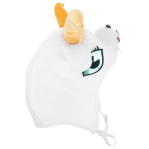 BESPORTBLE Chapeau de Déguisement Chèvre Adulte Grosse Taille, Coiffe Cosplay Mouton avec Cornes, Couvre-chef Photo Amusant Blanc, Accessoire Fête, Costume Animal Léger et Respirant,