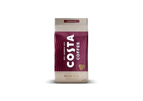 Costa Coffee Ground Medium Roast 12 Oz Bag, Caramel & Nutty Flavor, Perfect for Drip, 100% Columbia Arabica Beans, Smooth