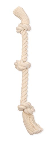 Flossy Chews 100-Percent Cotton White 3-Knot Rope Tug, Large, 25-Inch