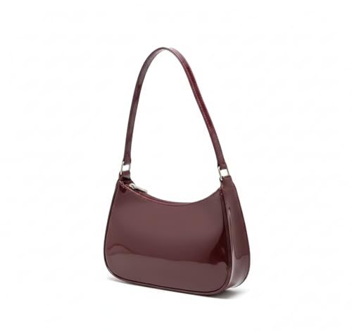 Image of Women's Glossy Shoulder Bag | Mini Hobo Handbag for Girls & Ladies | Stylish Patent Leather Purse for Party & Daily Use
