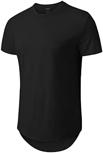 KESIHAN Mens Hipster Hip Hop Ripped Round Hemline Pattern Print T Shirt