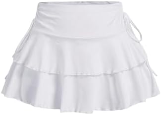 Women's Y2k Mini Ruffle Skirts with Shorts Tiered Layers Cute Ela...
