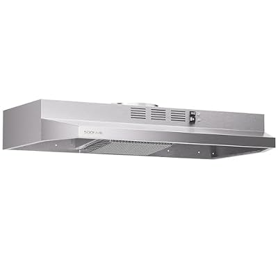 30 Inch Under Cabinet Range Hood, Ultra Slim Stainless Steel Kitchen Exhaust Hood (300 CFM), Dual Mode Convertible (Ducted/Ductless), Dual-Speed ​​Fan, 3-Layer Aluminum Filters, LED Lighting