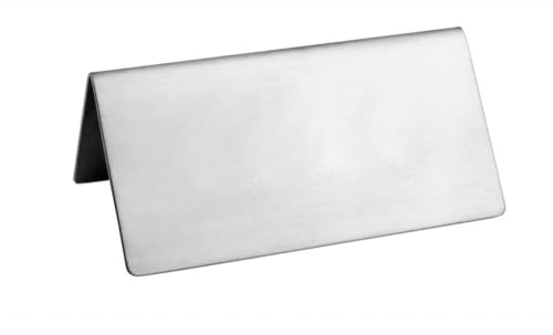 New Star Foodservice Stainless Steel Table Tent Sign (Silver (Plain), 3-Inch by 1-1/2-Inch (Set of 6))