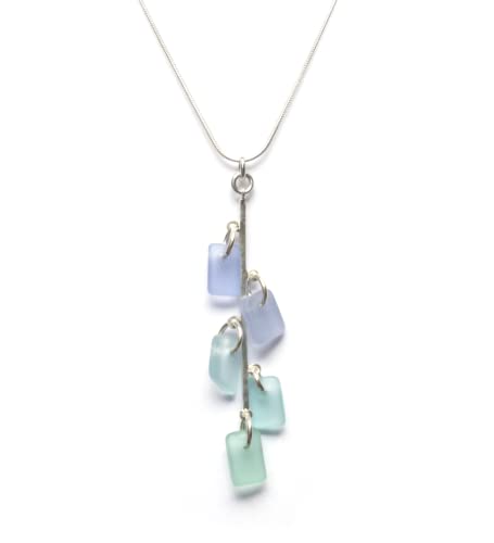 Sea Glass Avalon Pendant (Breeze, 16" Snake Chain)