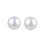 LUXENTER Pendientes de Plata De Ley 925 con Perla Blanca acabados en Oro 18K. Color Blanco. Pendientes Pequeños. Joyas para Mujer - Modelo Básico