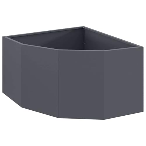 vidaXL Macetero de Esquina Antracita 60 x 60 x 35 cm Acero, Caja de Plantas Exterior, Jardinera de Acero Resistente, Ahorro de Espacio, rincón, exhibición Moderna de Flores