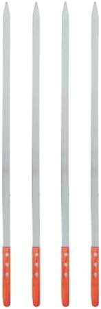 Hemobllo 4pcs Stainless Steel Flat Skewers Skewers For Camping BBQ Meat Roasting Items