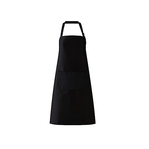 Tablier de cuisine polyester coton bavoir noir réglable avec poches pour homme et femme