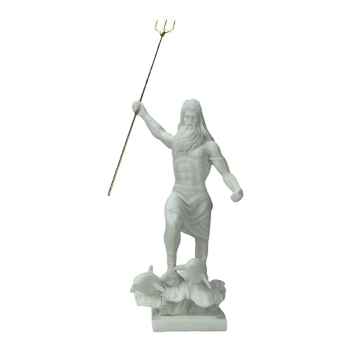 Generic Poseidon Neptune Greek Roman God Cast Marble Statue Sculpture Figurine White