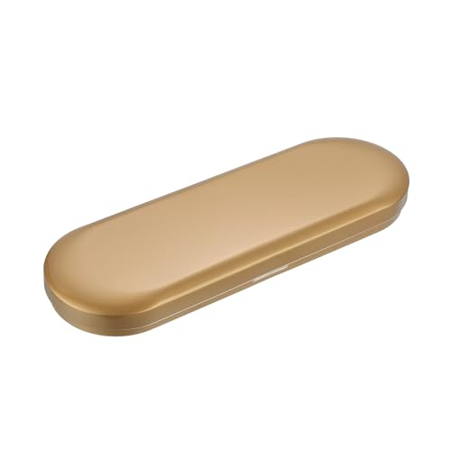 Image of uxcell Metal Tin Box Containers, 6.9x2.4x0.7 Inch Golden Rectangular Empty Hinged Tins Box Home Organizers for Pen Makeup Brushes
