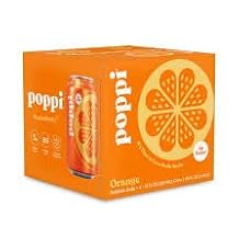 Poppii Orange Prebiotic Soda, 12 oz, 4 Pack Cans