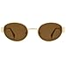 DIMENSIP Retro Oval Sunglasses for Women Men - Trendy Gold Sun Glasses - Fashion Metal Frame Shades(Gold/Brown)