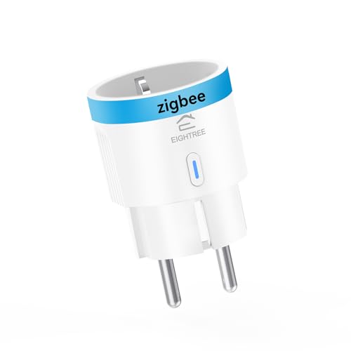 EIGHTREE Zigbee Steckdose mit Stromverbrauchsmessung, 16A, Sprachsteuerung, Zeitplan & Timer, Zigbee Hub erforderlich, Zigbee Smart Steckdose kompatibel mit Home Assistant, SmartThings, Alexa