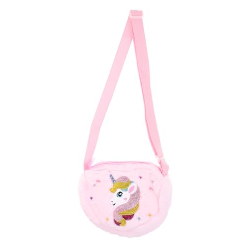 MOLUCKFU Bolso de Felpa Corazón Unicornio para Niñas Pequeñas y Suave Bolso Cruzado para Teléfono y Accesorios Regalo Adorable para Niñas Fiestas y Uso Diario