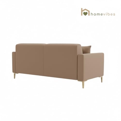 Image of 2 Seater Velum Fabric Sofa Set for Living Room, Modern Design with High Density Foam, Solid Wood Frame, Ergonomic Comfortable Seating for Home & Office (Light Brown, 2 Seater | Soft foam comfort, Strong wood frame