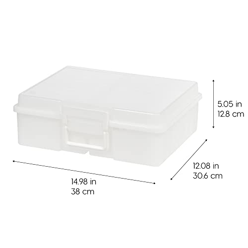 Iris Usa 4" X 6" Photo Storage Craft Keeper, 2 Pack, Main Container With 16 Organization Cases For Pictures, Crafts, Scrapbooking, Stationery Storage, Protection And Organization, Pearl #TOP1