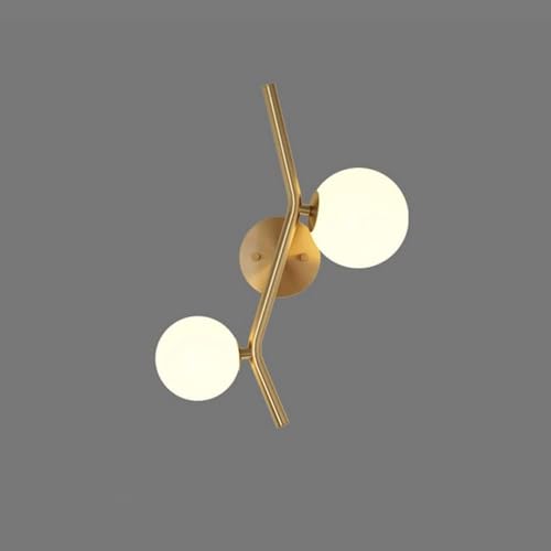 Applique murale laiton brossé et boules acrylique LED pour couloir