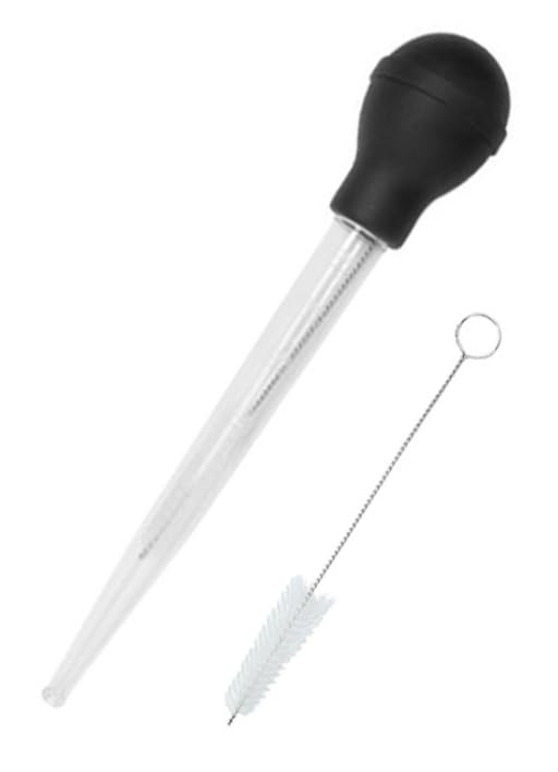 North Mountain Supply Turkey Baster/Wine Thief, Multi-Use with Cleaning Brush, Easy-to-Read Measurements in Ounces & Milliliters, Heat-Resistant, Dishwasher Safe - 11 Inches