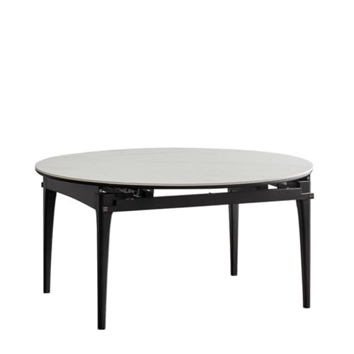 Mesa de Comedor Mesa de comedor de madera maciza for el hogar pequeño, mesa de comedor multifuncional, ligera, moderna, redonda, retráctil, con placa de roca Mesa de Comedor de Cocina(1350*(850-1350)*
