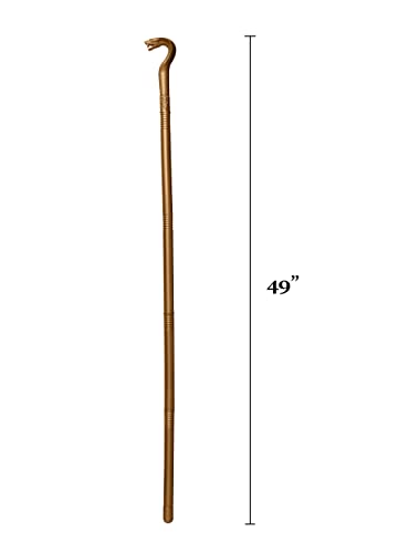 Nicky Bigs Novelties Snake Staff Gold 49 inch Voodoo Cobra Snakes Cane Anibus Egyptian Ankh Pharaoh Staffs Wizard Witch Scepter Wand Halloween Cosplay Costume Accessory Adjustable Size for Adults