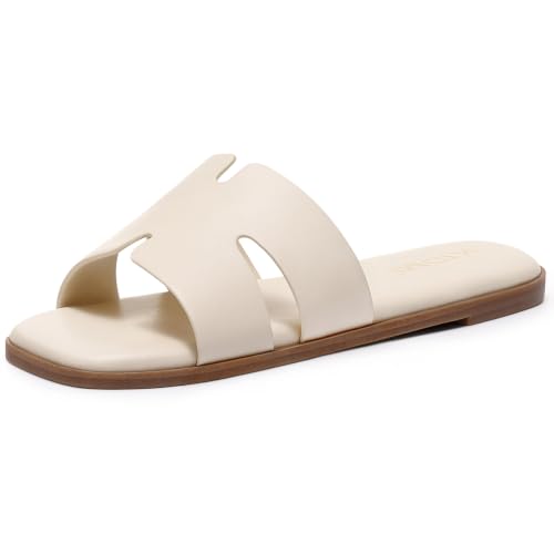 Image of KIDMI Women's Dressy Flat Sandals, Comfortable Slip On Summer Slides, Fashion Open Toe Casual Sandals