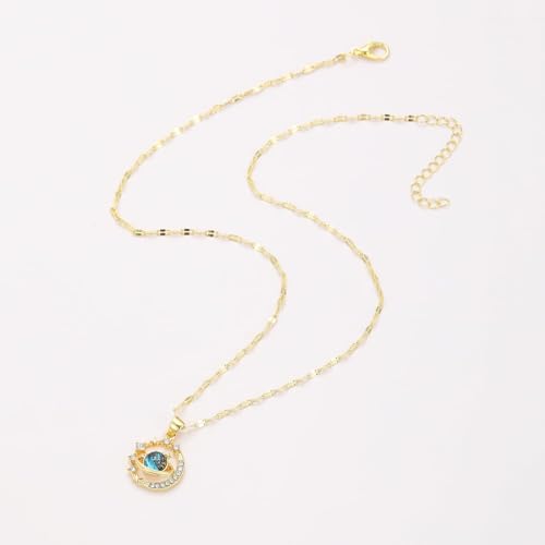 1 PC Gold Necklace for Women, Celestial Moon and Star Gemstone Pendant Necklace - Elegant Night Sky Jewelry for Women3