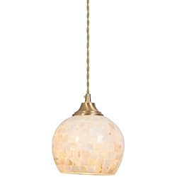 Lamparas De Techo Tiffany Baratas Klobvtt Lámpara colgante nórdica Lámpara colgante de cristal Tiffany Bohemia Shell pequeña lámpara de techo luces suspendidas de cobre para el hogar Sala de estar Dormitorio Iluminación colgante