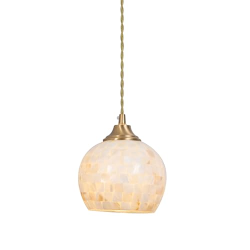 Klobvtt Lámpara colgante nórdica Lámpara colgante de cristal Tiffany Bohemia Shell pequeña...