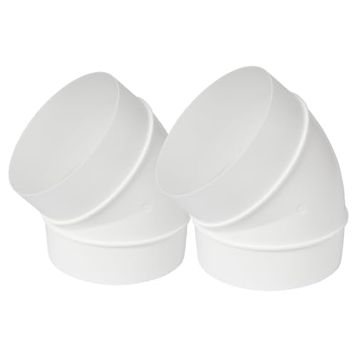 4 Inch / 100 mm Pack of 2 Plastic Ducting Pipes - 45 Degree Elbow Hose - Ventilation Round Tube Bend Connector