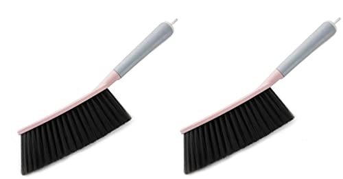 Image of Soft Cleaning Brush Hand Broom for Car /Bed /Couch /Draft /Garden /Furniture /Clothes Bedspread Carpet Cleaning Brush, Hotel Family Trip Easy Use for Showers, Bathtubs,Kitchens Pink (Pack of 2)