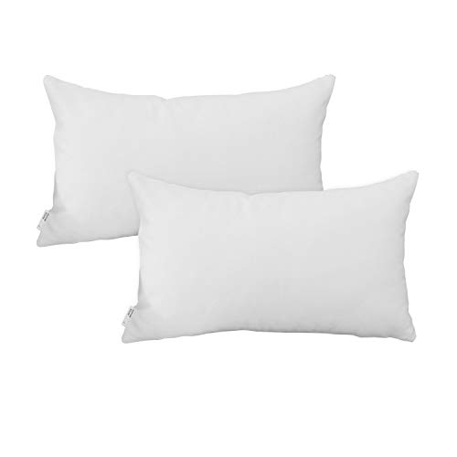 Natus Weaver White Pillow Cases Faux Linen Lumbar Decorative Throw Cushion Cover Pillowcase With Smooth Hidden Zipper For Bed Sofa 12" X 20" 2 Piece #TOP4