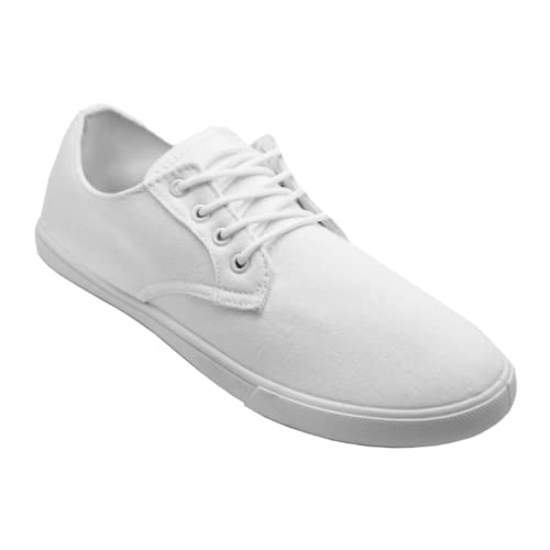 L S U Kids Boys Girls Slip On/Lace up Pumps Plimsolls Beach Holiday Gym Sports Shoes (UK Kids Size 1, White Lace Up)