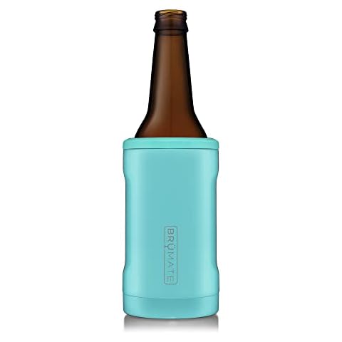 BrüMate Hopsulator Bott'l Insulated Bottle Cooler for Standard 12oz Glass Bottles | Glass Bottle Coozie Insulated Stainless Steel Drink Holder for Beer and Soda (Aqua) Cover